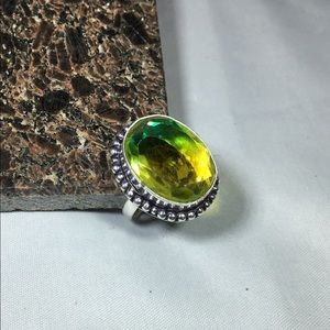 Bi Color Tourmaline Yellow Green Ring